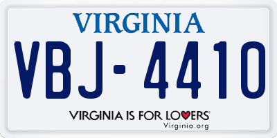 VA license plate VBJ4410