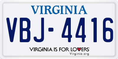 VA license plate VBJ4416