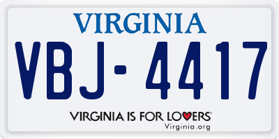 VA license plate VBJ4417