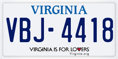 VA license plate VBJ4418