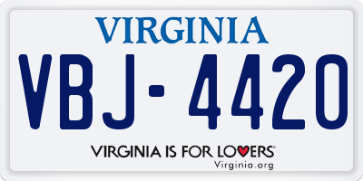 VA license plate VBJ4420