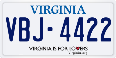VA license plate VBJ4422