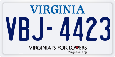 VA license plate VBJ4423