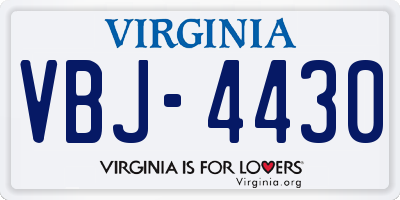 VA license plate VBJ4430
