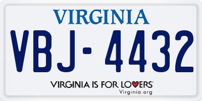 VA license plate VBJ4432