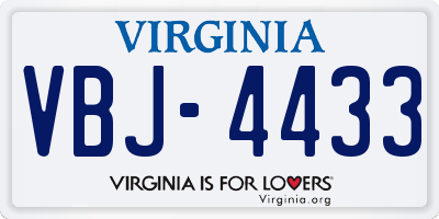 VA license plate VBJ4433