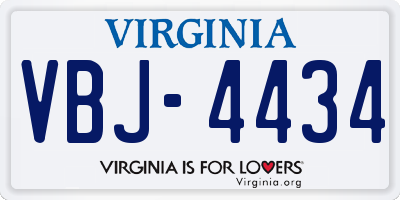 VA license plate VBJ4434