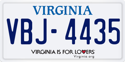 VA license plate VBJ4435