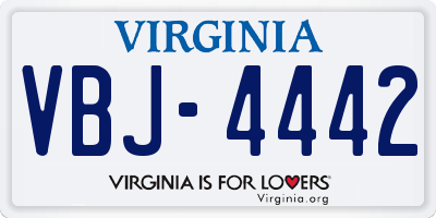 VA license plate VBJ4442