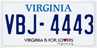 VA license plate VBJ4443
