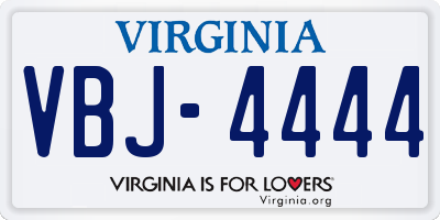 VA license plate VBJ4444