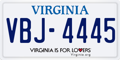 VA license plate VBJ4445