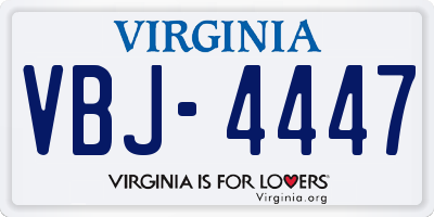 VA license plate VBJ4447