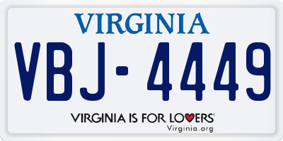 VA license plate VBJ4449