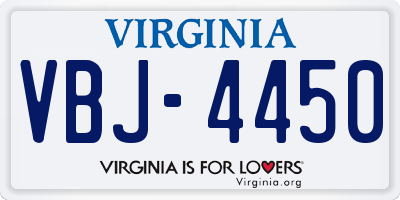 VA license plate VBJ4450