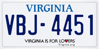 VA license plate VBJ4451