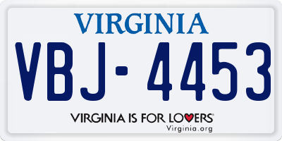 VA license plate VBJ4453