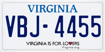 VA license plate VBJ4455