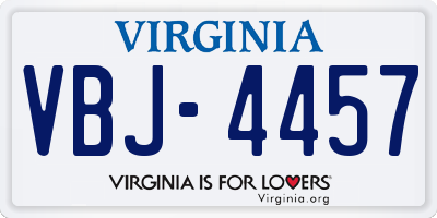 VA license plate VBJ4457