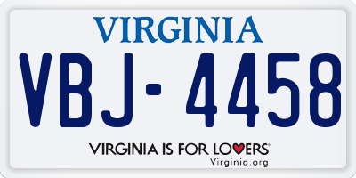VA license plate VBJ4458