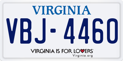 VA license plate VBJ4460