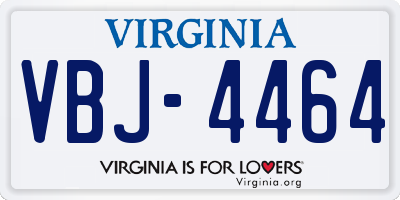 VA license plate VBJ4464