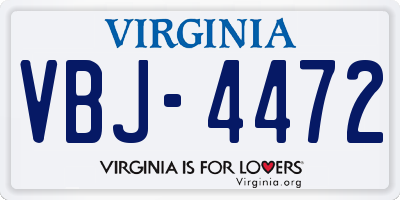 VA license plate VBJ4472