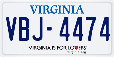 VA license plate VBJ4474