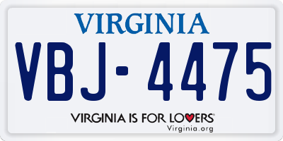VA license plate VBJ4475