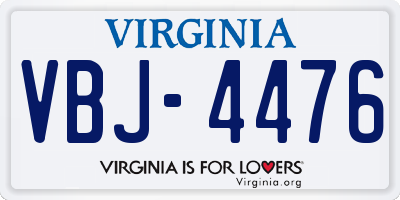 VA license plate VBJ4476