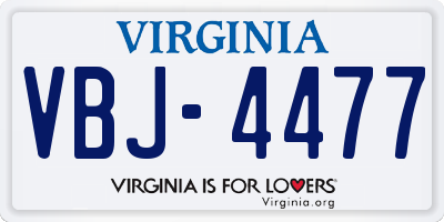 VA license plate VBJ4477