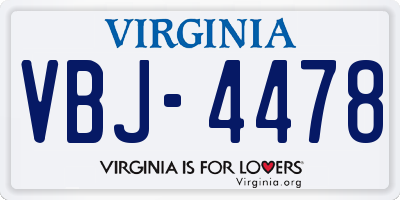 VA license plate VBJ4478