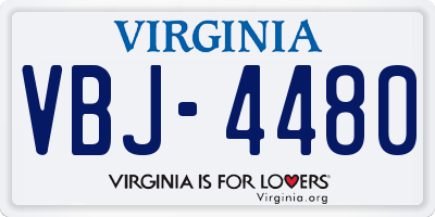 VA license plate VBJ4480