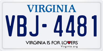 VA license plate VBJ4481