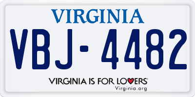 VA license plate VBJ4482