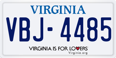 VA license plate VBJ4485