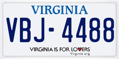 VA license plate VBJ4488