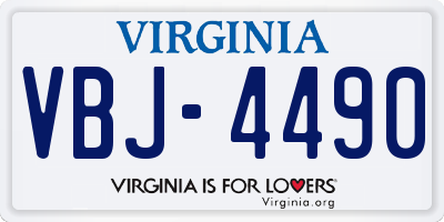 VA license plate VBJ4490