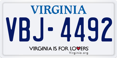 VA license plate VBJ4492