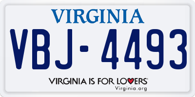 VA license plate VBJ4493