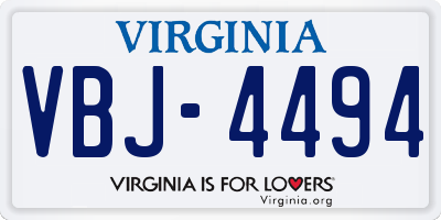 VA license plate VBJ4494
