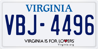 VA license plate VBJ4496
