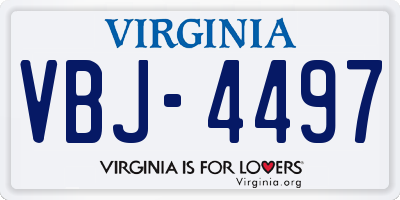 VA license plate VBJ4497