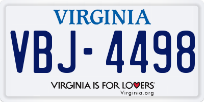VA license plate VBJ4498