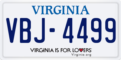VA license plate VBJ4499