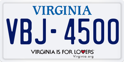 VA license plate VBJ4500