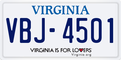 VA license plate VBJ4501