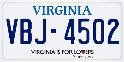 VA license plate VBJ4502