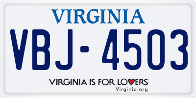 VA license plate VBJ4503