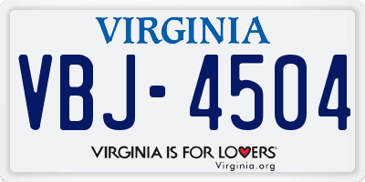 VA license plate VBJ4504